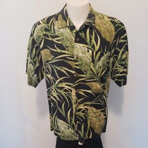 Three Palm Men's 100% Silk Hawaiian Cruising and Resort Button Down Shirt Size L